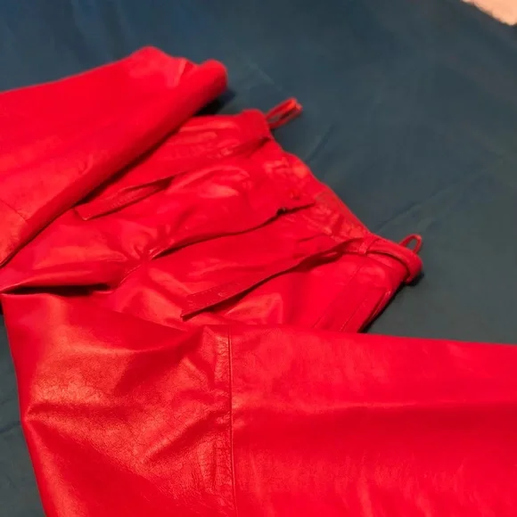 100% Leather Red Pants